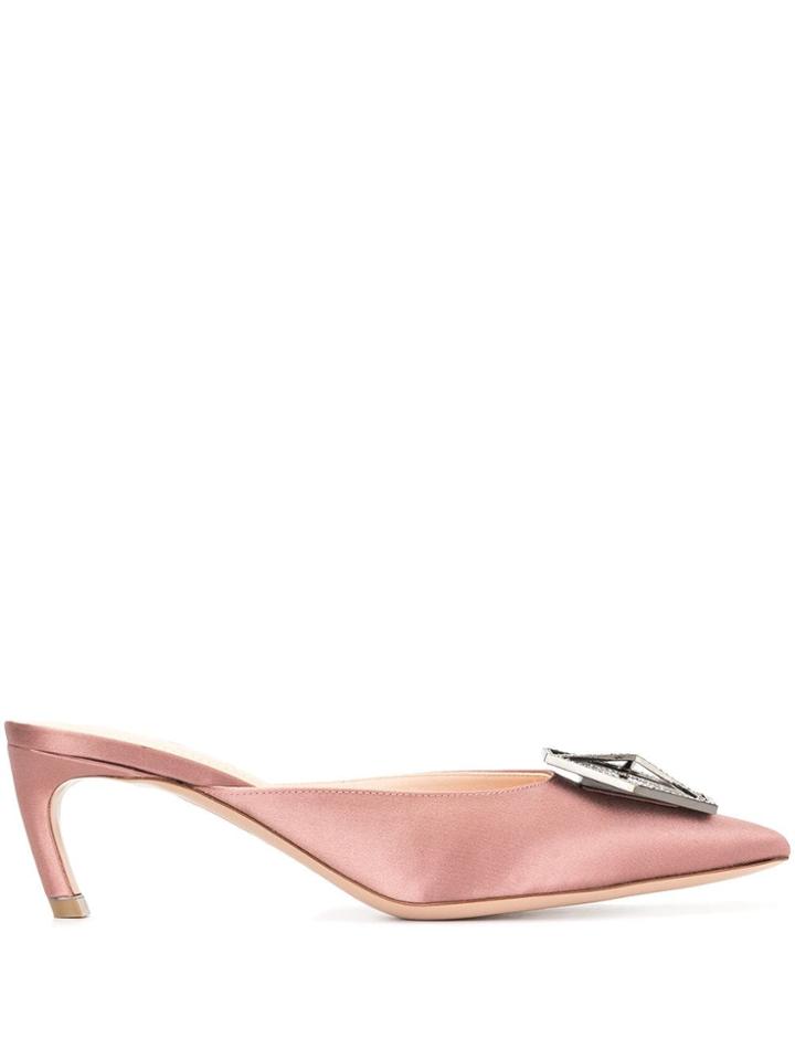 Nicholas Kirkwood Crystal Plaque Heeled Mules - Pink