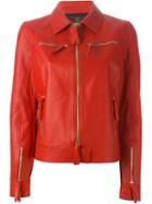 Roberto Cavalli Zipped Jacket, Women's, Size: 42, Red, Leather/silk