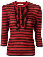 Philosophy Di Lorenzo Serafini Ruffle Detail Striped Sweater - Black