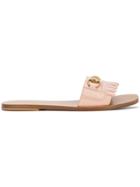 Gucci Fringed Horsebit Slides - Pink