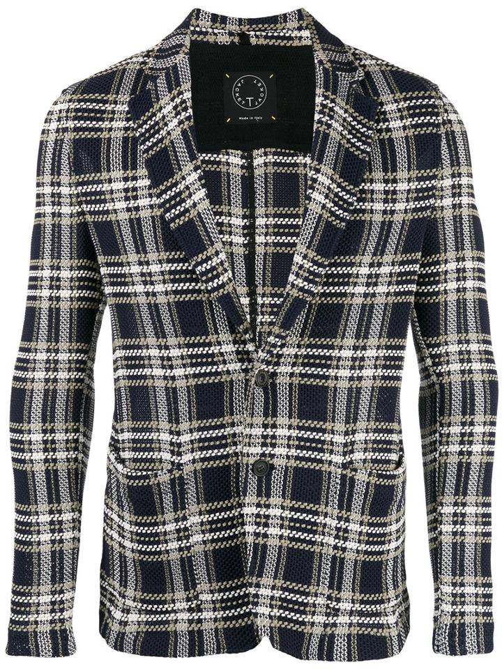 Tonello Checked Blazer, Men's, Size: Large, Black, Cotton