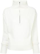 Jil Sander Navy Zipped Neck Jumper - White