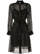 Karl Lagerfeld Leopard Jacquard Shirt Dress - Black