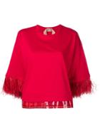 No21 Feather Trim Top - Red