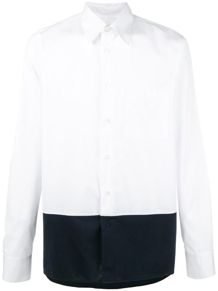 Marni Two Tone Shirt, Men's, Size: 50, White, Cotton
