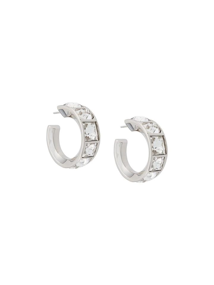 Chloé Crystal Embellished Hoop Earrings - Silver