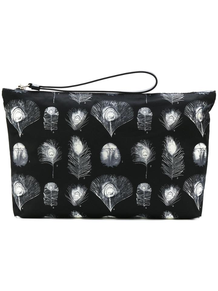 Alexander Mcqueen Medium Peacock Feather Pouch - Black