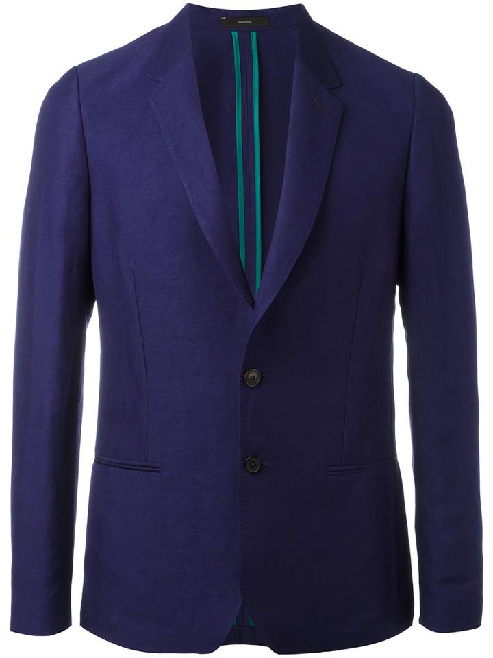 Paul Smith Two-button Blazer, Men's, Size: 40, Blue, Linen/flax/viscose