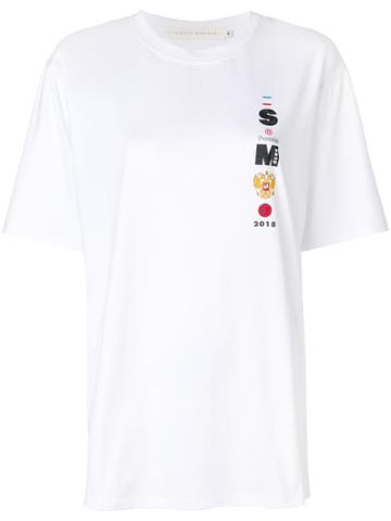 Sandra Mansour Round Neck Embroidered Front T-shirt - White
