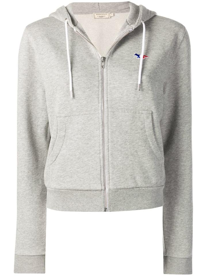 Maison Kitsuné Fox Patch Zip Hooded Jacket - Grey