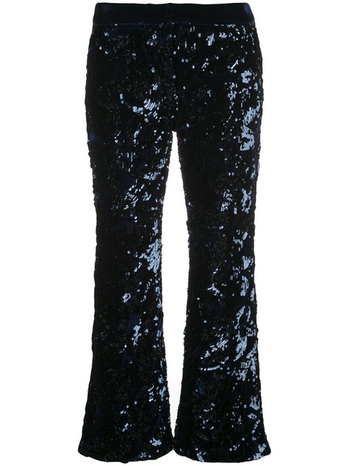 Alexis Sequined Cropped Trousers - Blue
