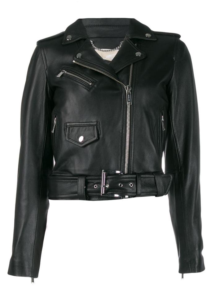 Michael Michael Kors Cropped Leather Jacket - Black