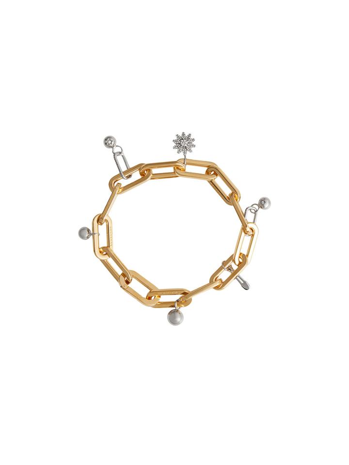 Burberry Crystal Charm Gold And Palladium-plated Bracelet - Metallic