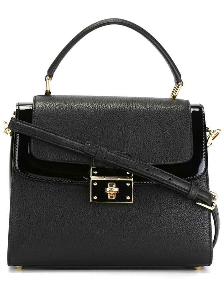 Dolce & Gabbana Medium Greta Tote, Women's, Black, Leather/patent Leather