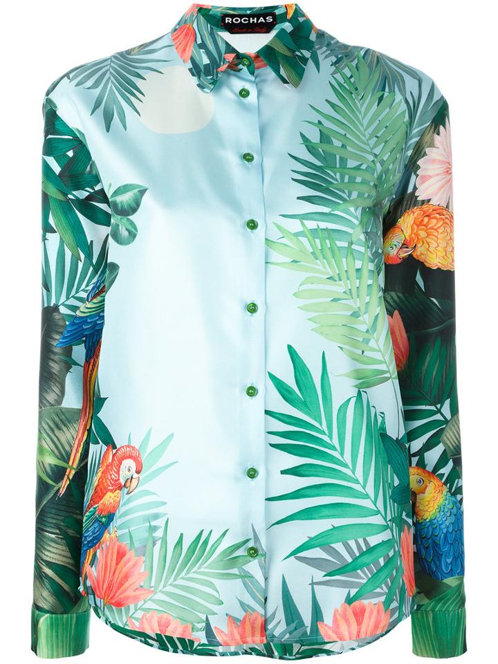 Rochas Tropical Print Shirt, Women's, Size: 40, Silk