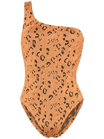 Hunza G Nancy One-shoulder Leopard Print Swimsuit - Orange