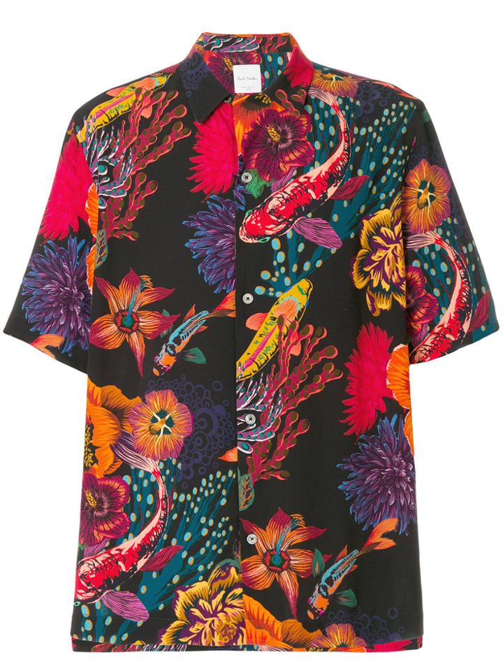 Paul Smith Ocean Print Short Sleeve Shirt - Multicolour