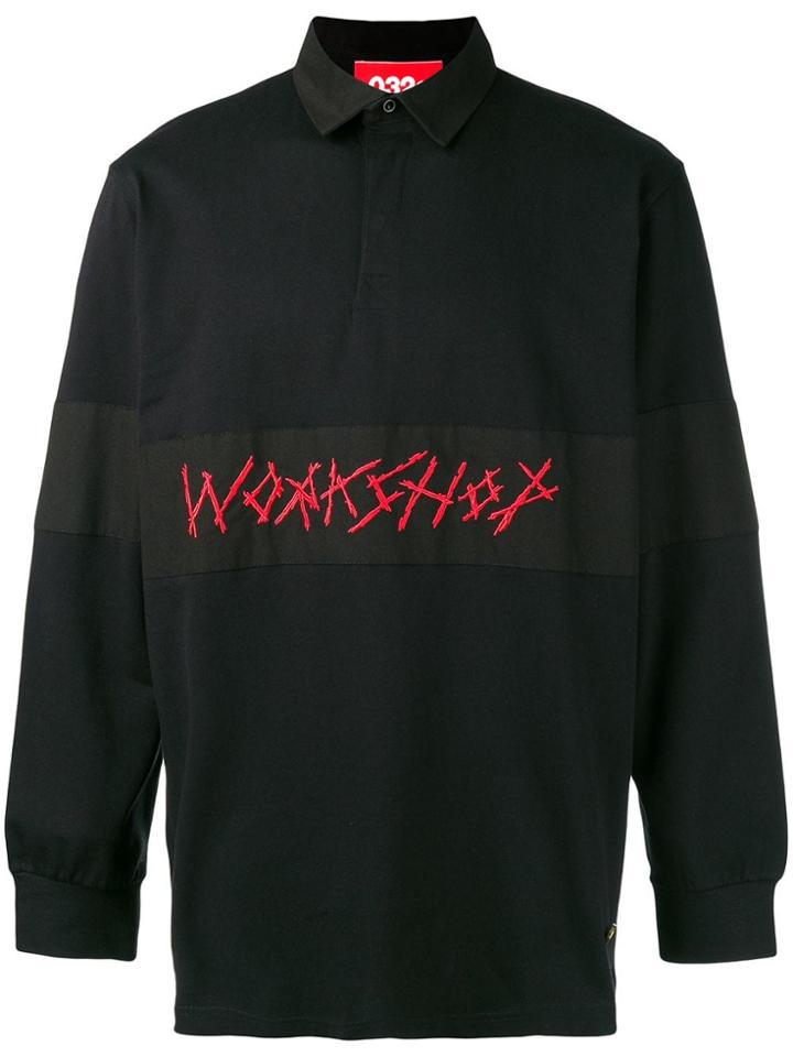 032c Embroidered Polo Shirt - Black