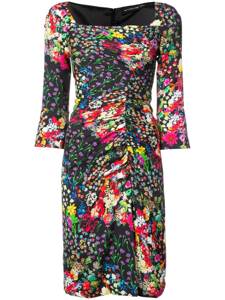 Etro Floral Ruched Dress - Black