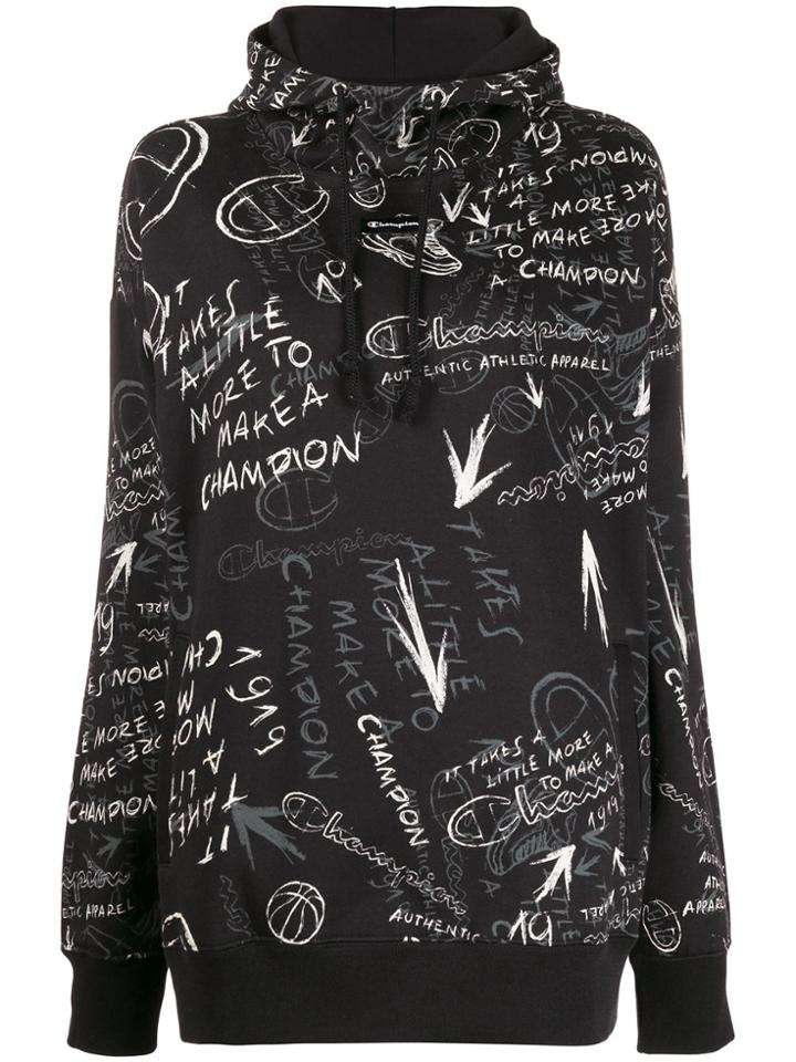 Champion Oversized Graffiti-print Sweatshirt - Black