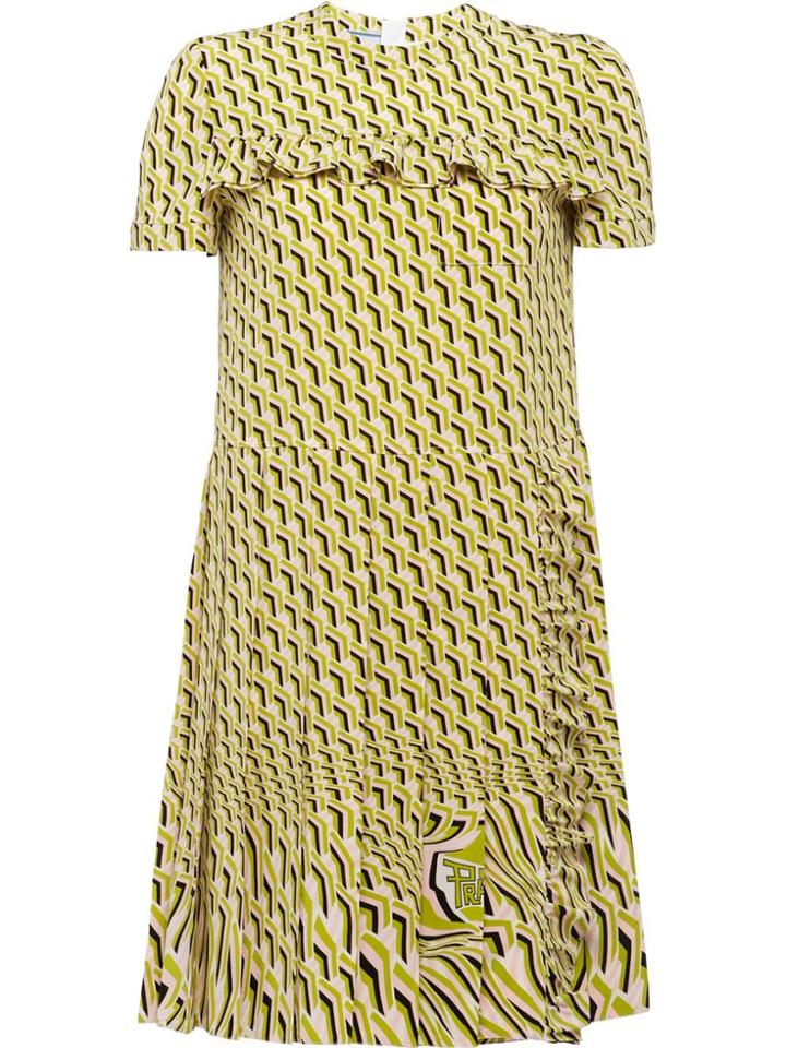 Prada Geometric Print Dress - Green