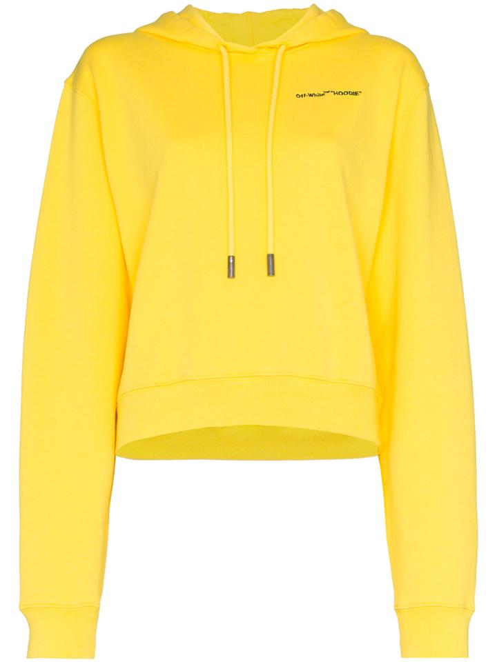 Off-white Cropped Logo Hoodie - Yellow & Orange
