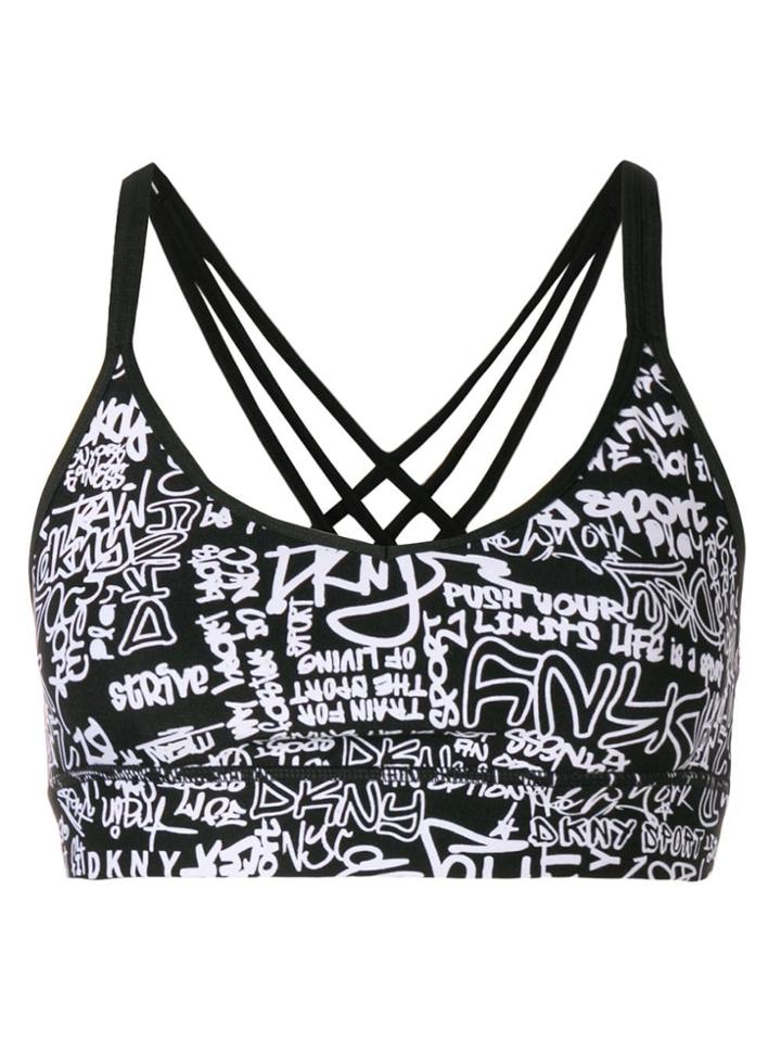 Dkny Logo Sports Bra Top - Black