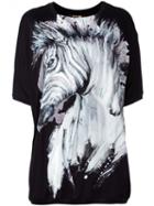 Roberto Cavalli Zebra Print T-shirt, Women's, Size: 44, Black, Modal/cotton