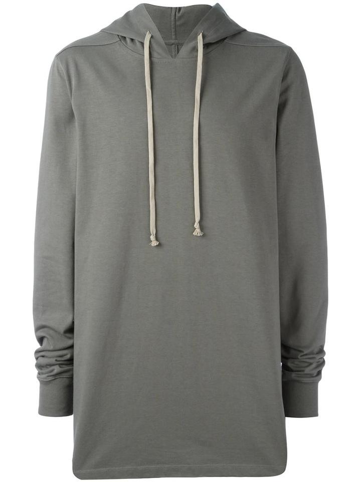 Rick Owens Long Length Hoodie, Men's, Size: Xl, Grey, Cotton
