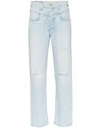 Re/done '90s Distressed Straight Leg Jeans - Blue