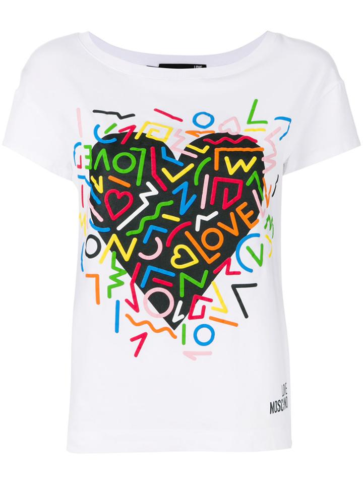 Love Moschino Heart Print T-shirt - White