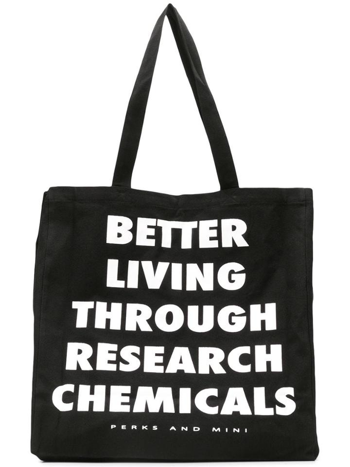 Pam Perks And Mini Slogan Shopper Tote - Black