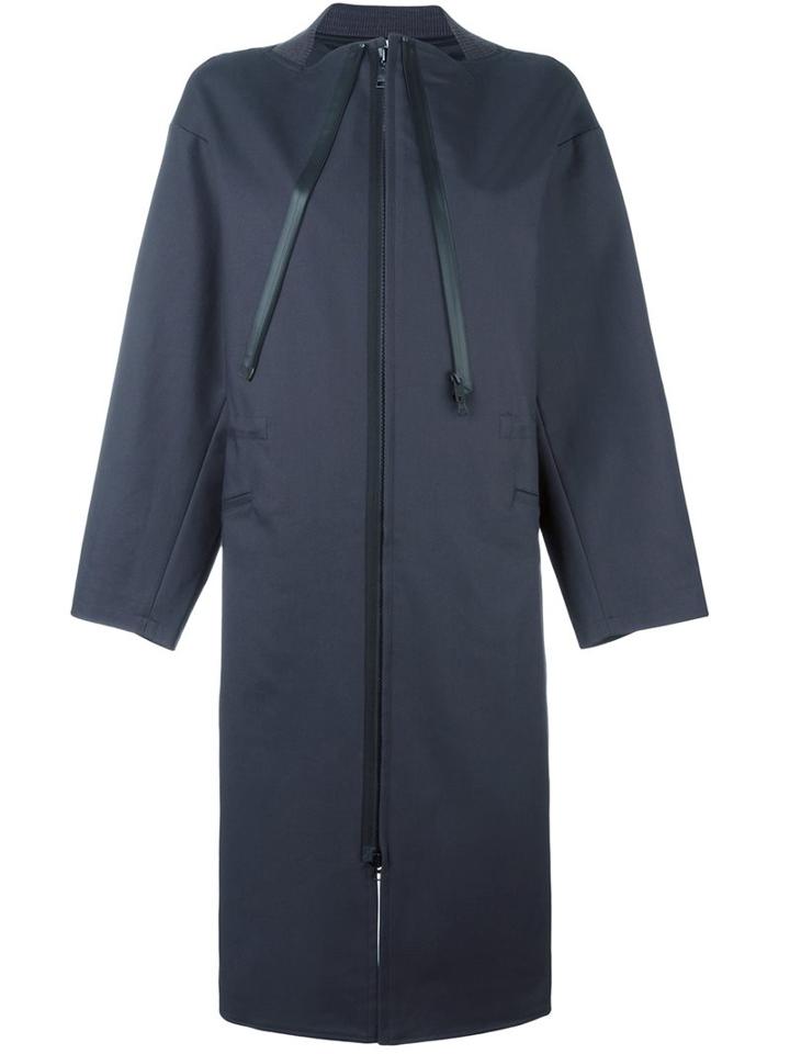 Y-3 Zip Detail Coat, Women's, Size: Xs, Grey, Cotton/polyamide/polyester/polyacrylic