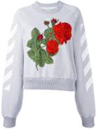 Off-white Rose Patch Jumper, Women's, Size: Small, Grey, Polyester/viscose