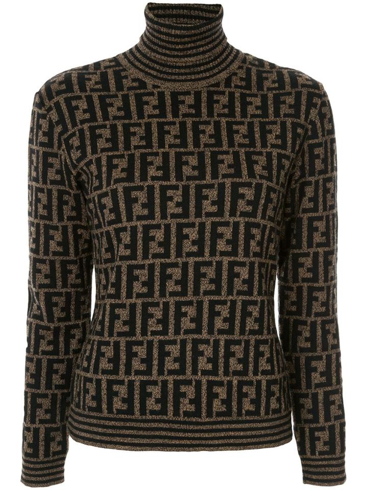 Fendi Pre-owned Turtle Neck Monogram Jumper - Brown