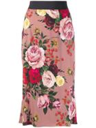 Dolce & Gabbana Rose Print Pencil Skirt - Pink