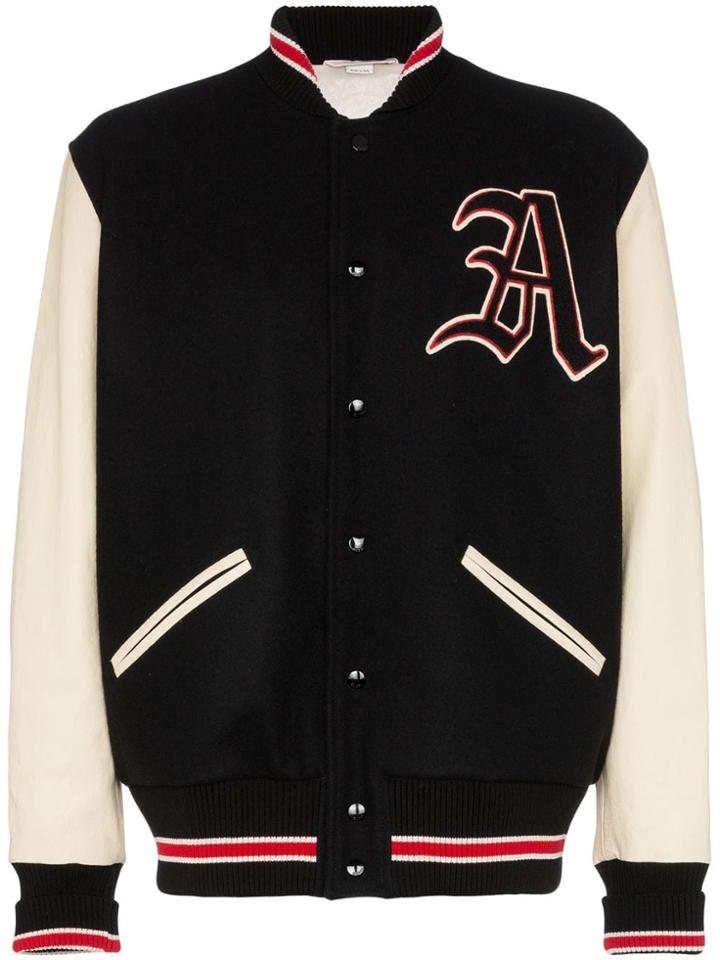 Gucci Wool A Emblem Varsity Bomber - Black