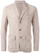 Eleventy - Three Button Blazer - Men - Suede/polyester - 56, Nude/neutrals, Suede/polyester