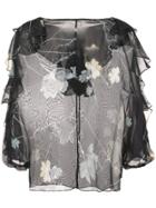 Thomas Wylde Foxglove Sheer Floral Blouse - Black