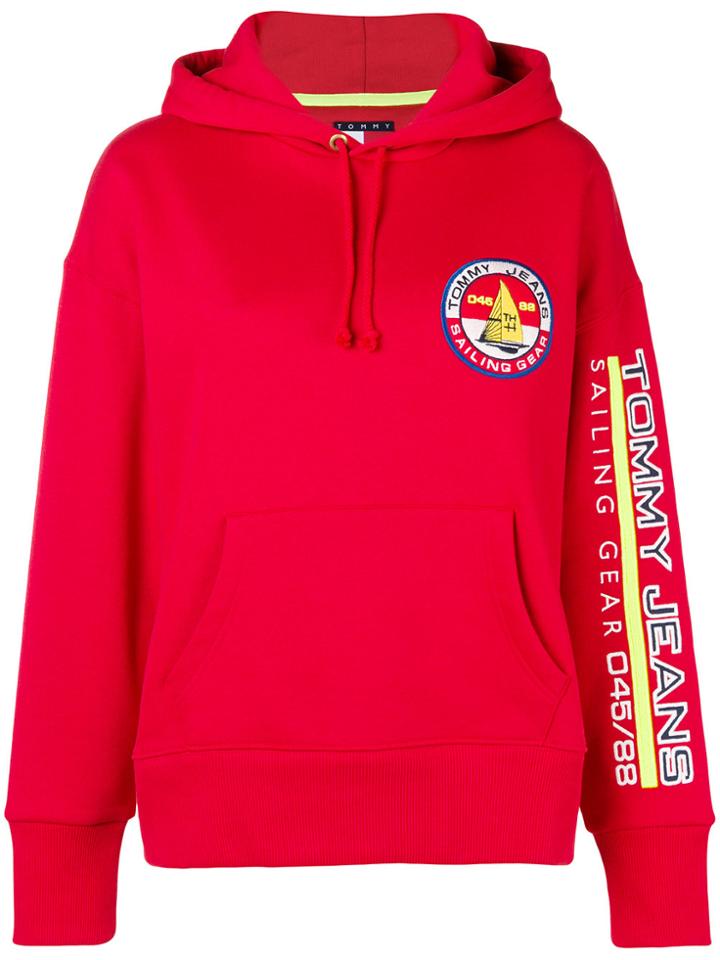 Tommy Jeans Logo Patch Hoodie - Red