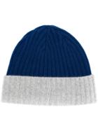 N.peal Ribbed Contrast Beanie Hat - Blue