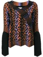 Peter Pilotto Pattern Bell Sleeve Knitted Top - Blue