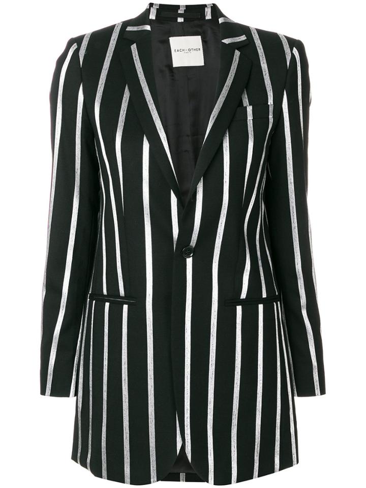 Each X Other Striped Oversize Blazer - Black