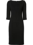 Carolina Herrera Boatneck Fitted Dress, Women's, Size: 10, Black, Silk/wool