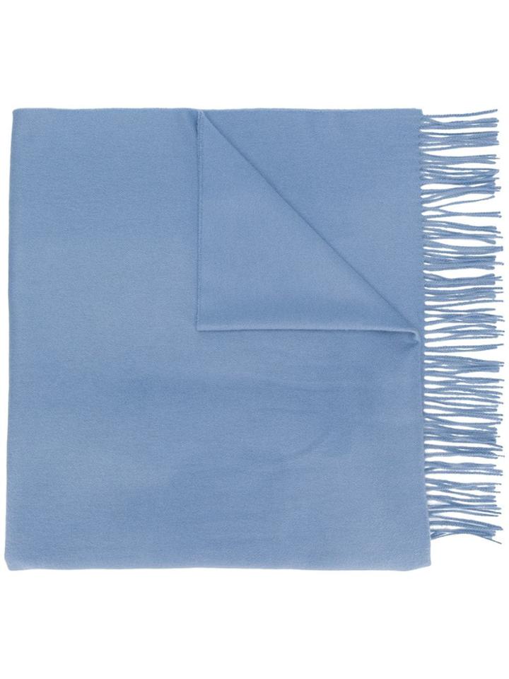 Pringle Of Scotland Fringed Hem Oversized Scarf - Blue