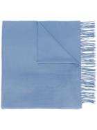 Pringle Of Scotland Fringed Hem Oversized Scarf - Blue