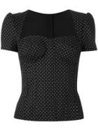 Dolce & Gabbana Polka Dot Print Top, Women's, Size: 40, Black, Cotton/spandex/elastane