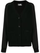 Karl Lagerfeld Logo Tape Longline Cardigan - Black