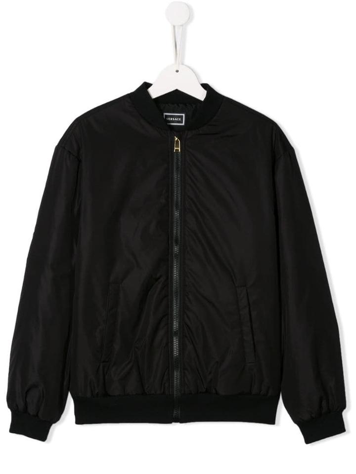 Young Versace Contrast Logo Bomber Jacket - Black