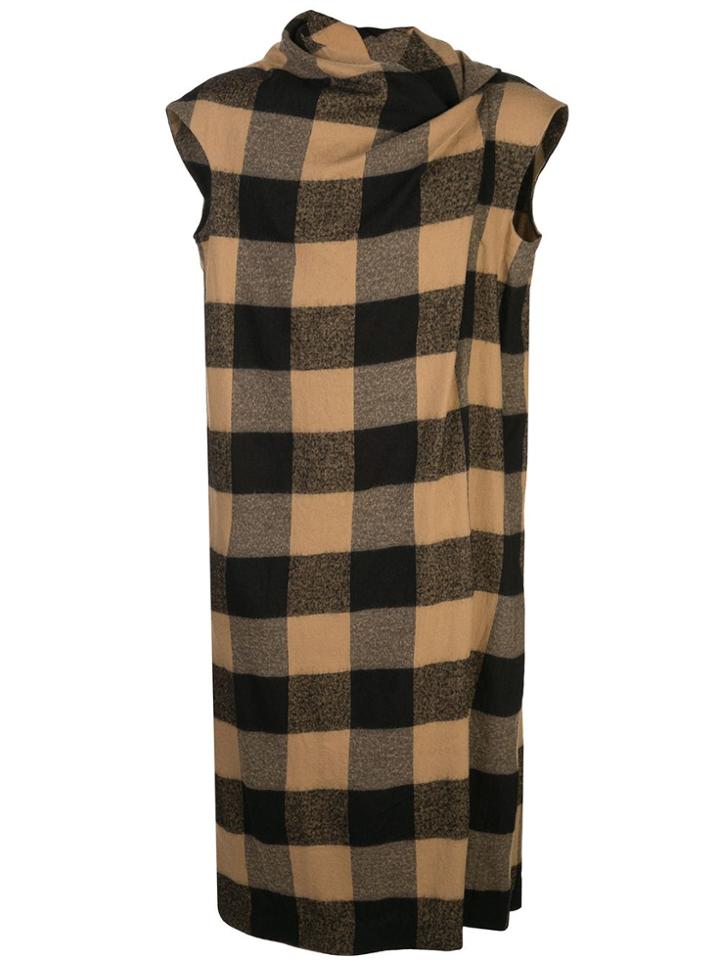 Bernhard Willhelm Long Checkered Knit Coat - Brown